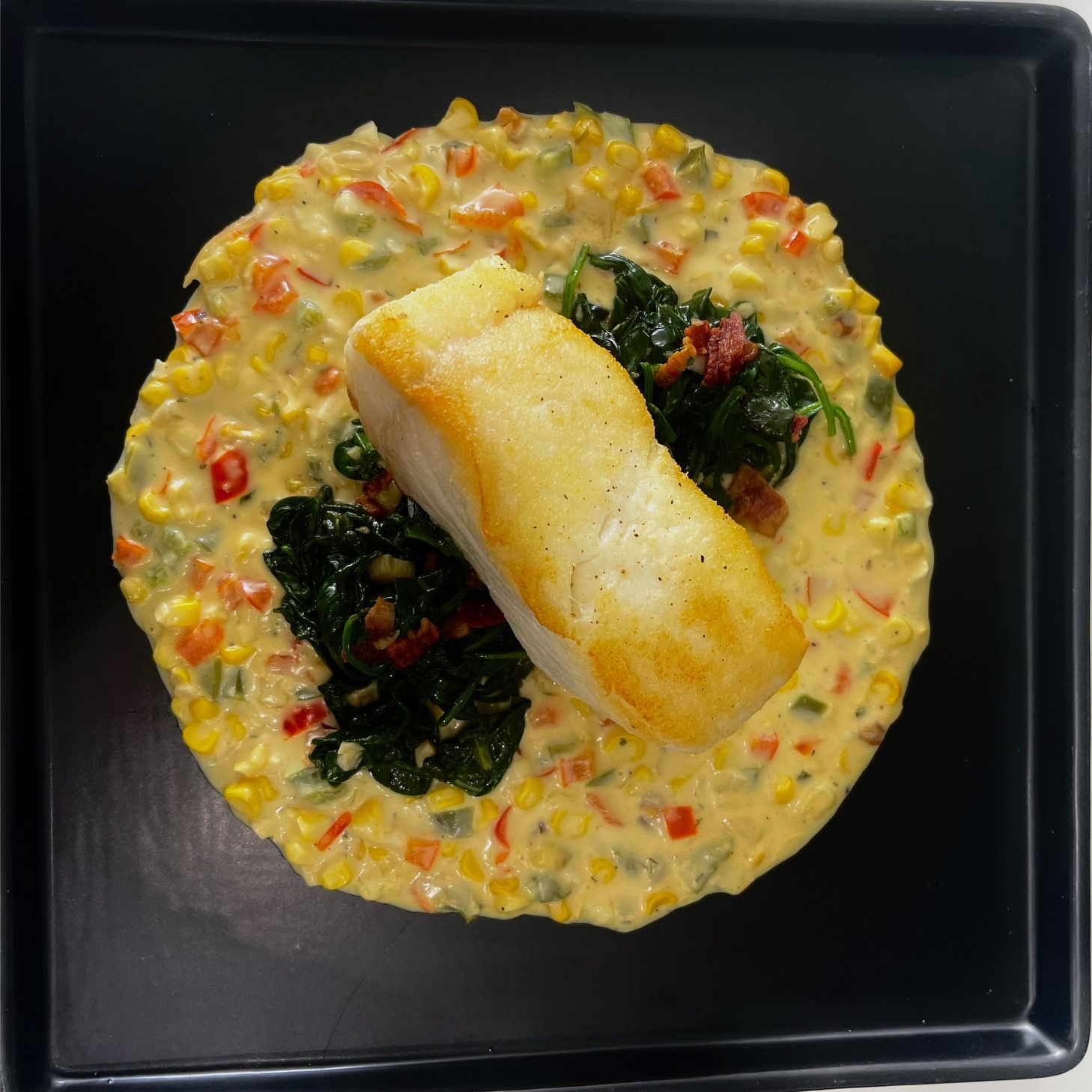 Halibut & Creamed Corn